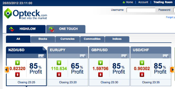 Broker per le opzioni binarie: Opteck