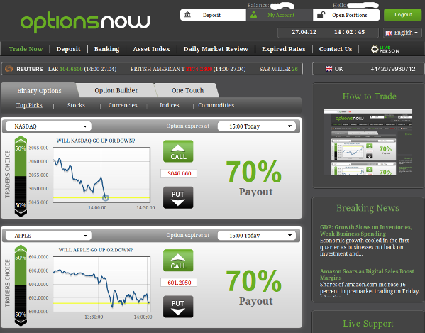 Broker per le opzioni binarie: Optionsnow